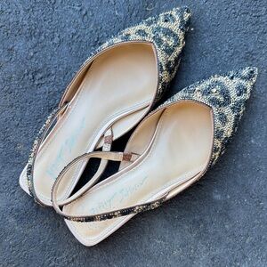 Betsey Johnson Black and Gold Beaded Flats